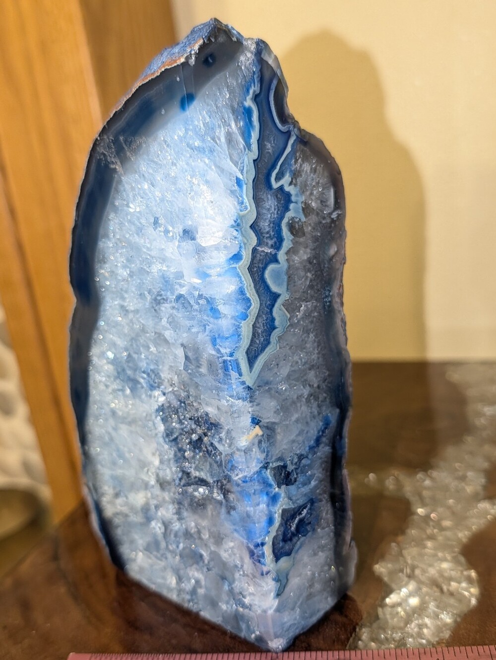 Agate Geodes Set of 3 Cobalt Blue Polished Sections - Picture 8 of 16